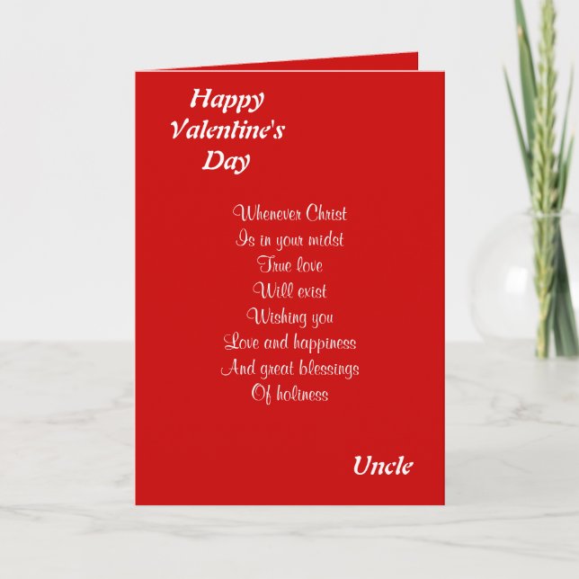 Tarjeta Festiva Tío el día de San Valentín religioso (Anverso)