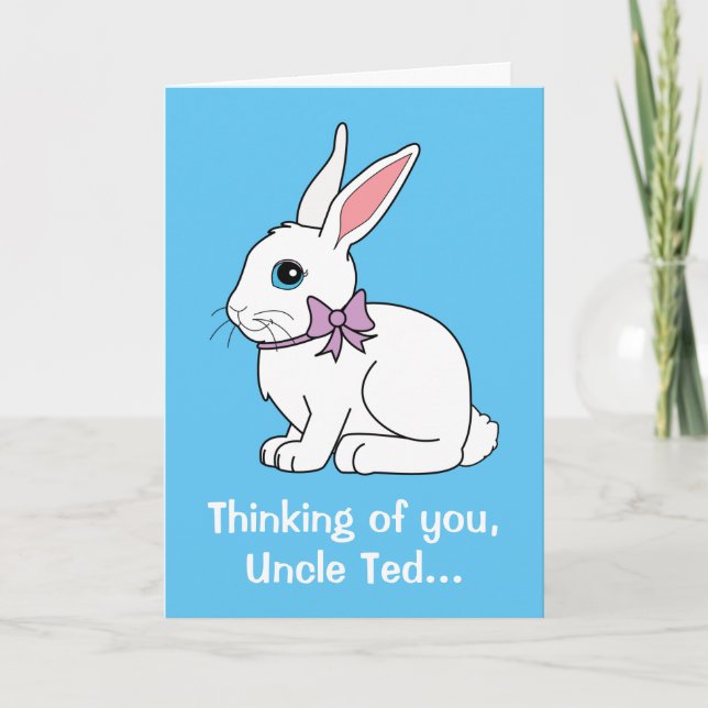Tarjeta Festiva Tío Nombre Personalizable Conejo de Pascua. (Anverso)