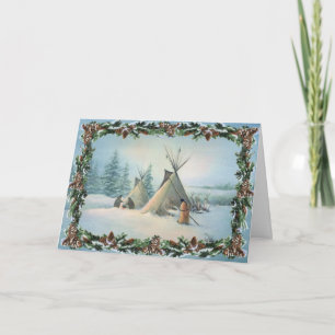 Tarjeta Festiva TIPI CAMP SQUAW & BOUGHS por SHARON SHARPE