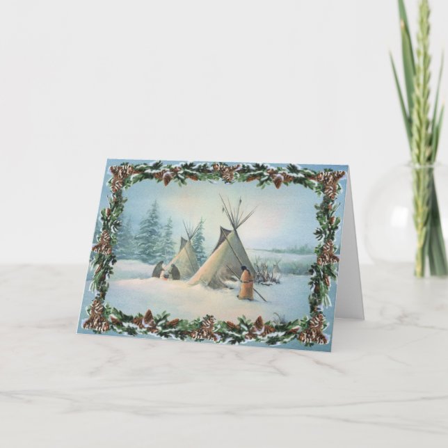 Tarjeta Festiva TIPI CAMP SQUAW & BOUGHS por SHARON SHARPE (Anverso)