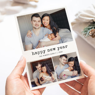 Tarjeta Festiva Tipo nostálgico   Cuadrícula de fotos de la famili