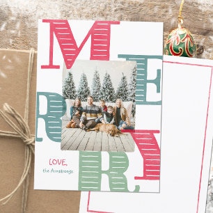 Tarjeta Festiva Tipografía acuarela moderna de una foto