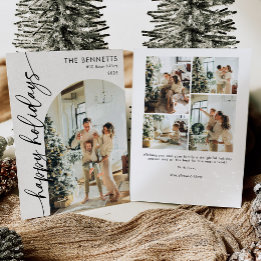 Tarjeta Festiva Tipografía Boho Felices Fiestas Arco Foto