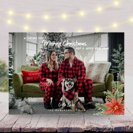 Tarjeta Festiva Tipografía botánica Fotos navideñas merry