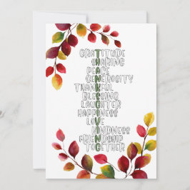 Tarjeta Festiva Tipografía de Acción de Gracias de Gratitud y Aleg