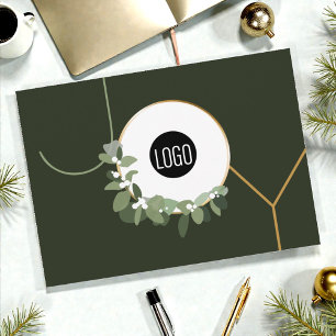 Tarjeta Festiva Tipografía de alegría Wreath Business Logo Moderno