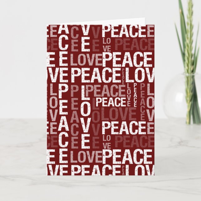 Tarjeta Festiva Tipografía de amor de Paz Blanca Roja (Anverso)