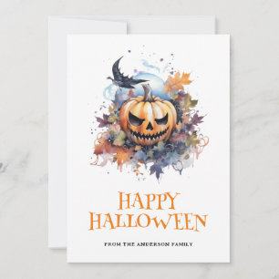 Tarjeta Festiva Tipografía de calabaza asquerosa Halloween
