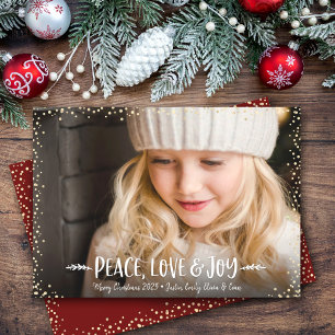 Tarjeta Festiva Tipografía de cita de paz amor alegría personaliza