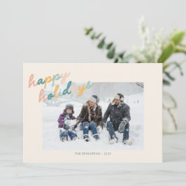 Tarjeta Festiva Tipografía de escritura vintage Foto Pastel Happy