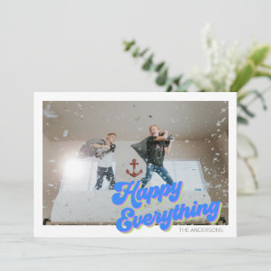 Tarjeta Festiva Tipografía de foto colorida y linda de todo feliz