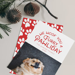 Tarjeta Festiva Tipografía de Furry Pawliday | Foto temática Masco