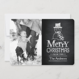 Tarjeta Festiva Tipografía de la pizarra del muñeco de nieve de