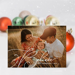 Tarjeta Festiva Tipografía de letra de guión minimalista cree que