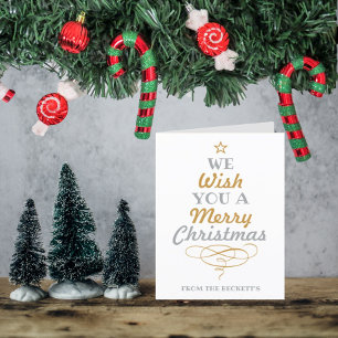 Tarjeta Festiva Tipografía de moda foto navideña de árbol de Navid