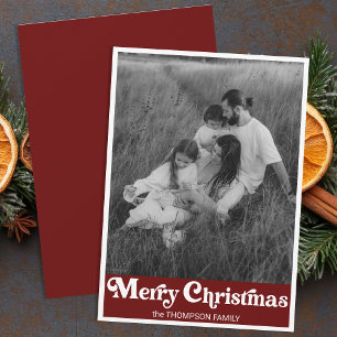 Tarjeta Festiva Tipografía de moda retro foto de Navidades rojos