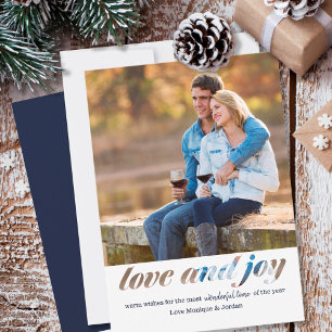 Tarjeta Festiva Tipografía de Montaje de Foto Cuadrada 'Amor y Ale