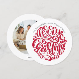 Tarjeta Festiva Tipografía de Navidades rojos foto personalizada