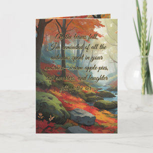 Tarjeta Festiva Tipografía de susurros de otoño del bosque otoñal