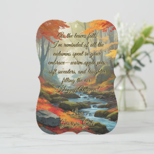 Tarjeta Festiva Tipografía de susurros del vibrante bosque otoñal