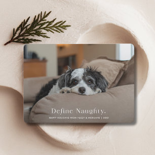 Tarjeta Festiva Tipografía Define Navidades traviesos Mascota de p