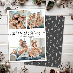 Tarjeta Festiva Tipografía elegante 3 Navidades multifotográficos
