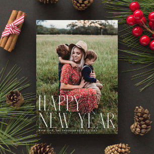 Tarjeta Festiva Tipografía elegante de moda Fotografía de Año Nuev