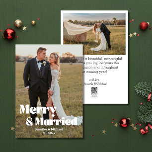 Tarjeta Festiva tipografía elegante merry&married 2 fotos