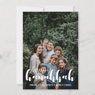 Tarjeta Festiva Tipografía Feliz foto familiar de Hanukkah persona
