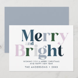 Tarjeta Festiva Tipografía Feliz Y Brillante Navidades Modernos