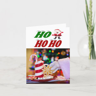 Tarjeta Festiva Tipografía fotográfica de Ho Ho Ho Ho Ho Santa Cla