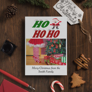 Tarjeta Festiva Tipografía fotográfica de Ho Ho Ho Ho Ho Santa Cla