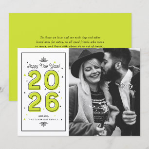 Tarjeta Festiva Tipografía geométrica Chartruese Foto de Año Nuevo