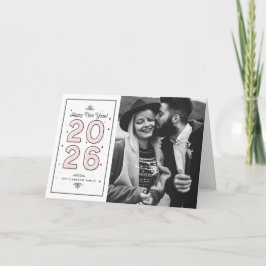 Tarjeta Festiva Tipografía geométrica rosa ligera 2025 Año Nuevo