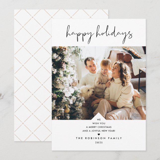 Tarjeta Festiva Tipografía mínima de diversión Navidades blancos n (Anverso / Reverso)