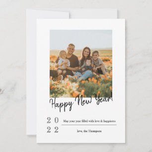 Tarjeta Festiva Tipografía minimalista cepillada foto Feliz Año Nu