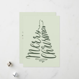 Tarjeta Festiva Tipografía minimalista del árbol verde navideño