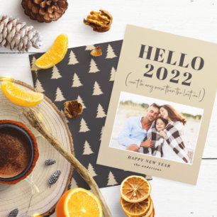 Tarjeta Festiva Tipografía moderna divertida hola foto de año nuev