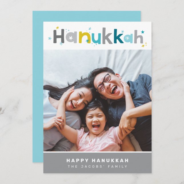 Tarjeta Festiva TIPOGRAFÍA MODERNA divertido retrato fotográfico c (Anverso / Reverso)