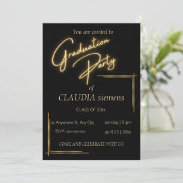 Tarjeta Festiva tipografía moderna elegante en negro y oro