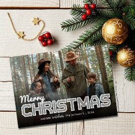 Tarjeta Festiva Tipografía moderna Fotos de la familia Feliz Navid