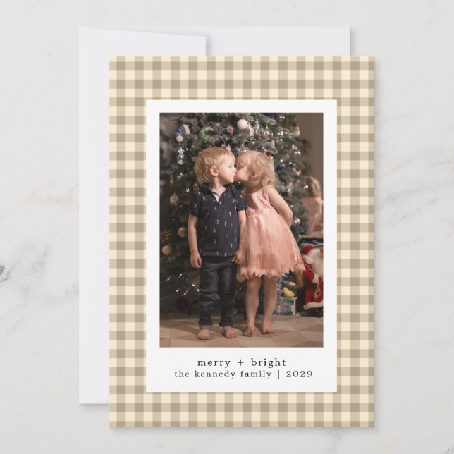 Tarjeta Festiva Tipografía moderna minimalista Fotos navideñas (Anverso)