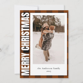 Tarjeta Festiva Tipografía moderna Navidades en Tartán Foto