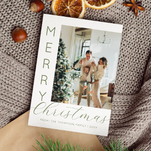 Tarjeta Festiva Tipografía moderna Script Merry Christmas Photo