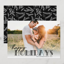 Tarjeta Festiva Tipografía moderna simple foto feliz negra