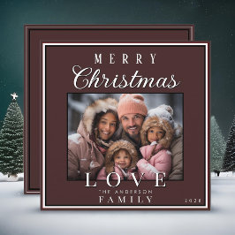 Tarjeta Festiva Tipografía moderna simple Fotos navideñas merry