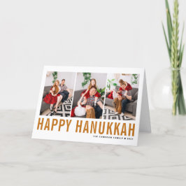 Tarjeta Festiva Tipografía naranja Feliz Collage de fotos Hanukkah