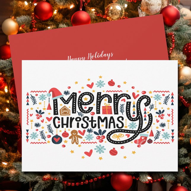 Tarjeta Festiva Tipografía navideña de Feliz (Subido por el creador)