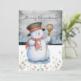 Tarjeta Festiva Tipografía navideña Snowman personalizada