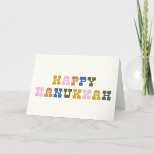 Tarjeta Festiva Tipografía Retro Colorida de Hanukkah
